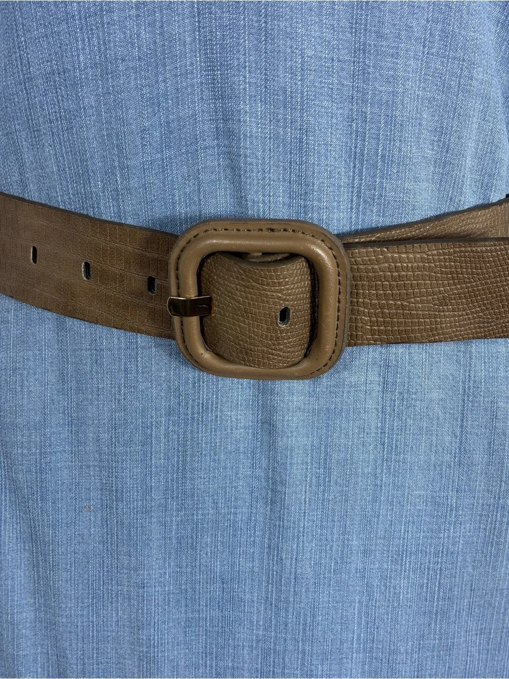 Womens belt taupe color faux leather 33” long work school Corpcore